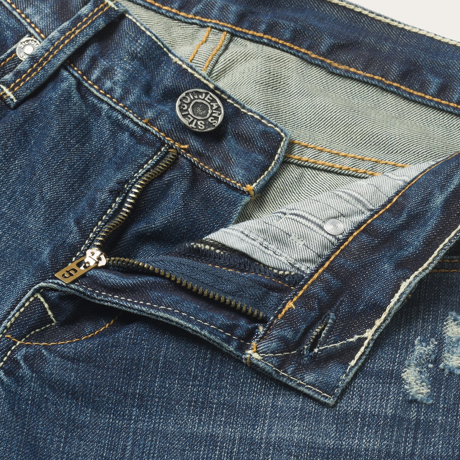 1014 Fit Destructed Dark Wash Jeans - Image 5
