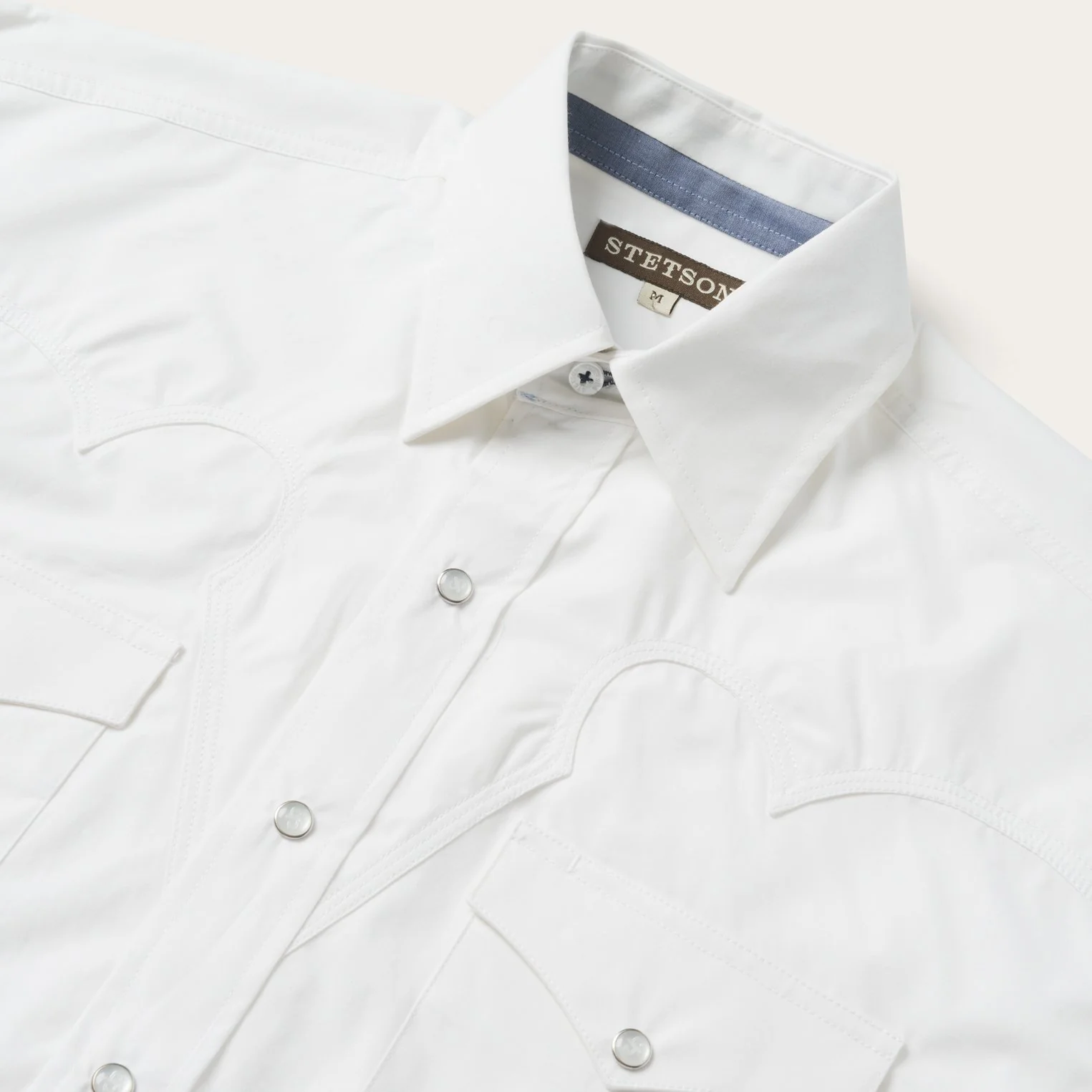 Classic Solid Snap Poplin Shirt In Optic White - Image 5
