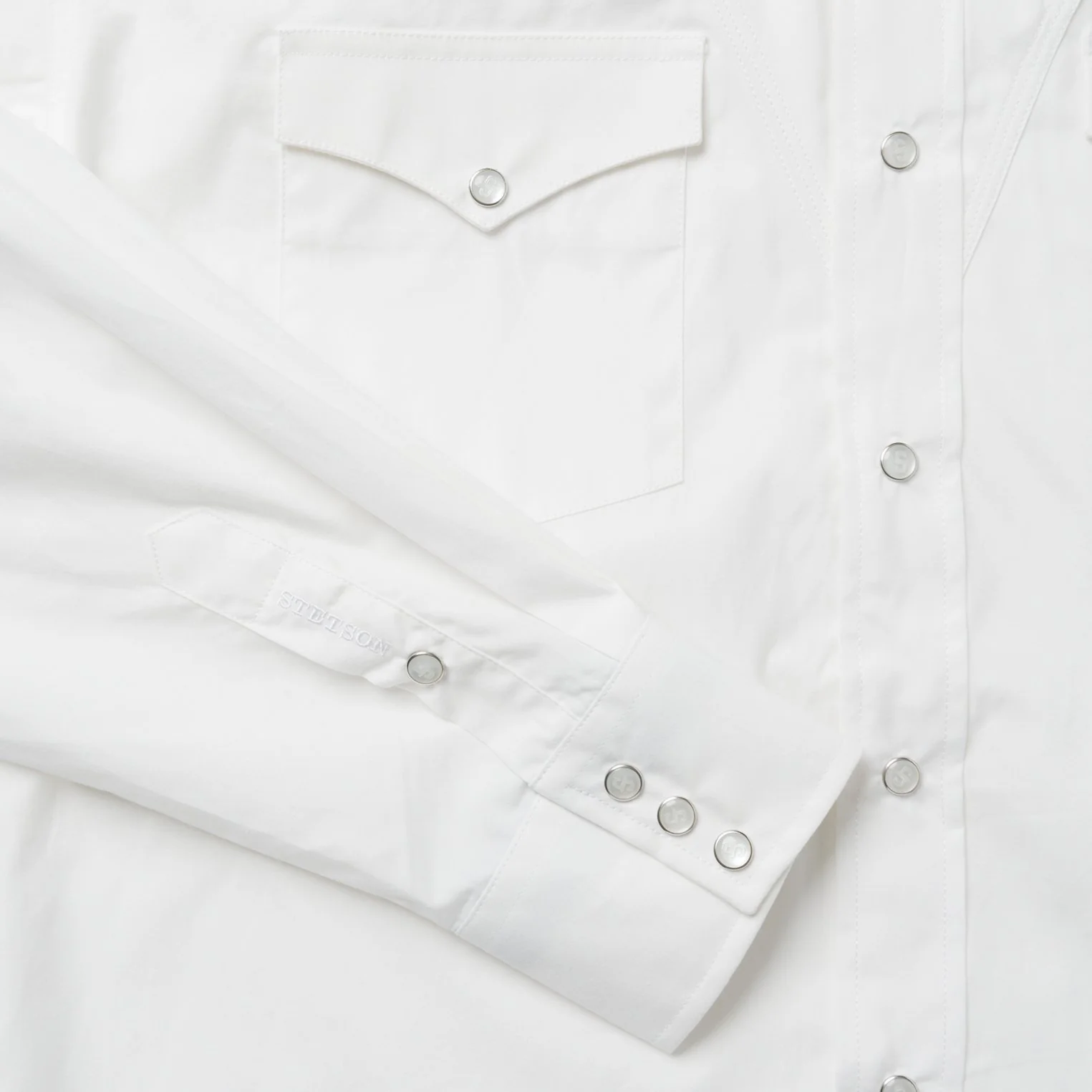 Classic Solid Snap Poplin Shirt In Optic White - Image 7
