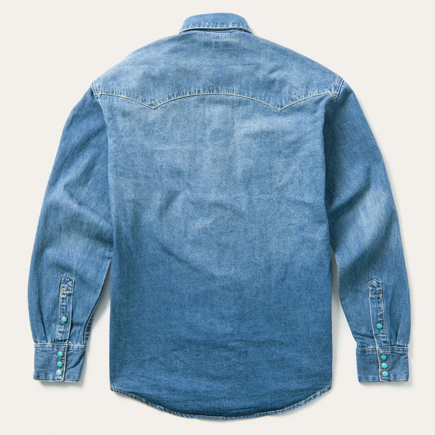 Turquoise Snap Western Denim Shirt - Image 8