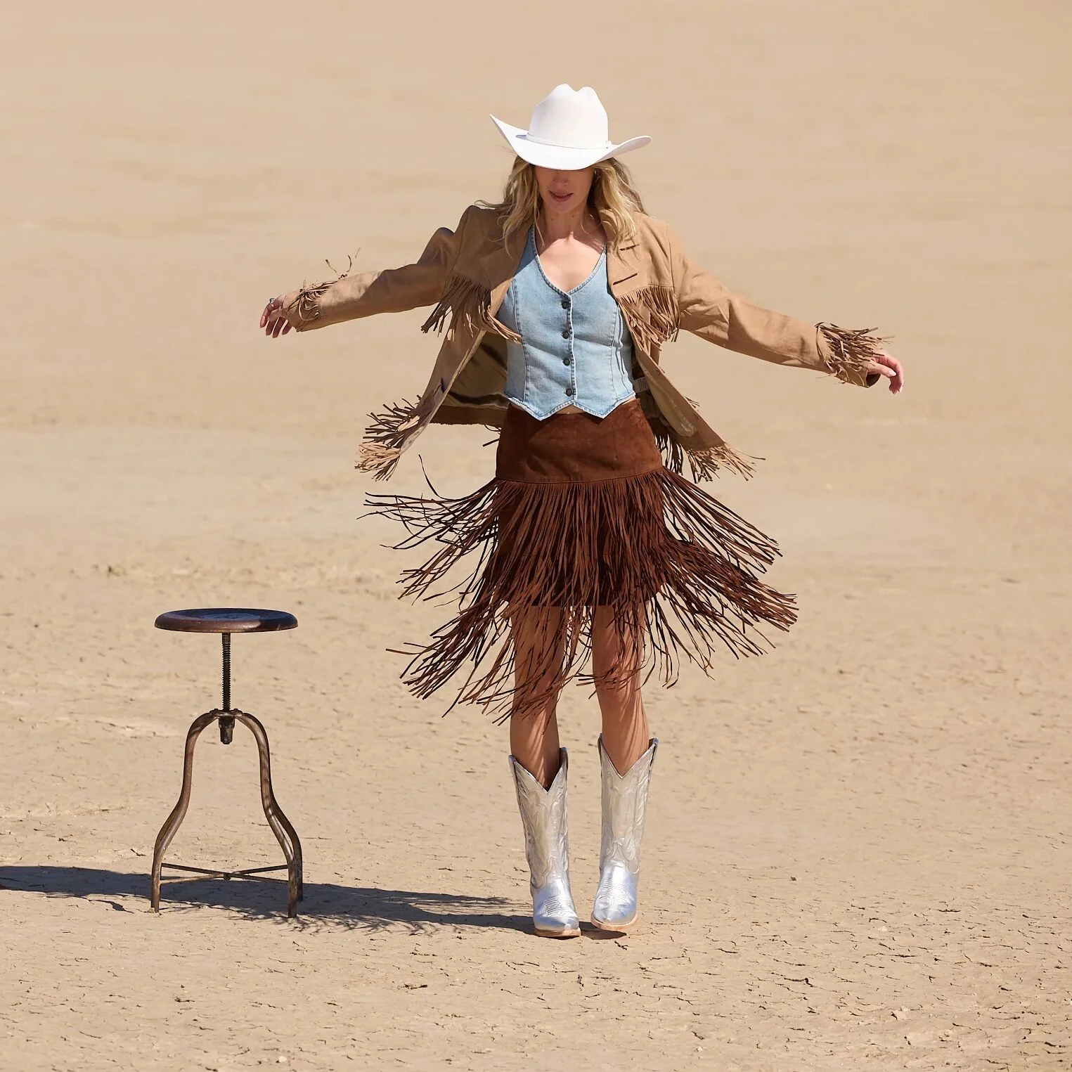 Suede Fringed Skirt - Image 3